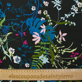 Viscose imprimée le temps passe fond noir