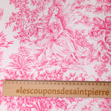 Piqué de coton toile de jouy rose