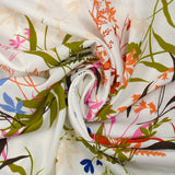 Viscose imprimée le temps passe fond blanc
