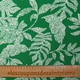 Viscose imprimée feuilles en pointillisme fond vert prairie