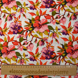 Viscose imprimée éclosion florale fond blanc