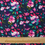 Viscose imprimée éclosion florale fond marine