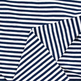 Jersey de coton rayé 5 mm marine et blanc