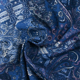 Viscose imprimée paisley bleu barbeau