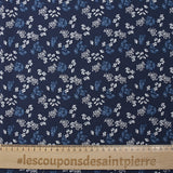 Viscose imprimée buisson floral fond marine