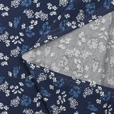 Viscose imprimée buisson floral fond marine