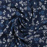 Viscose imprimée buisson floral fond marine