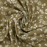 Viscose imprimée buisson floral fond beige kaki
