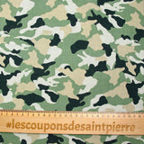 Green camouflage cotton elastane flannel