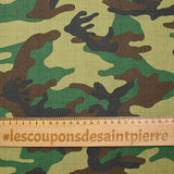Satén de algodón elastano camuflaje verde y marrón