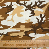 Brown and white camouflage printed cotton