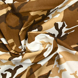 Brown and white camouflage printed cotton