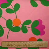 Cotton printed textured graphic flowers pink background