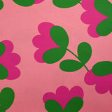 Cotton printed textured graphic flowers pink background