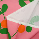 Cotton printed textured graphic flowers pink background