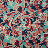 Coton liberty ® Elea Sun marron et bleu marine au mètre