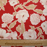 Cotton Printed Wisdom Fleurie Red Background