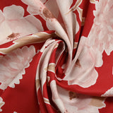 Cotton Printed Wisdom Fleurie Red Background