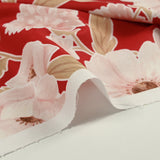 Cotton Printed Wisdom Fleurie Red Background