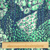 Mousseline de polyester imprimée bande satin marine et vert