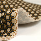 Gabardine de coton élasthanne hexagone beige et noir