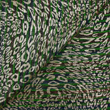 Punto fino lurex plisado leopardo dorado fondo rojo, verde y azul