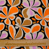 Viscose imprimée Flower Power orange et marron