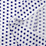 Viscose imprimée à pois 8mm indigo fond blanc