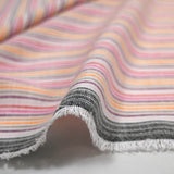 Lin viscose tissé-teint rayé multicolore