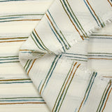 Viscose rayée en dégradé kaki, brique et canard fond blanc cassé
