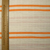 Viscose et coton rayé en relief orange fond écru naturel