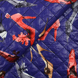 Matelassé imprimé talons hauts fond indigo