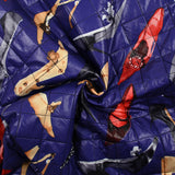 Matelassé imprimé talons hauts fond indigo