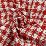 Tweed de polyester à carreaux rouge et blanc