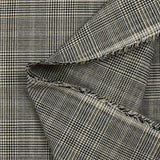 Polyviscose tissée-teinte prince-de-galles noir et blanc ligne beige