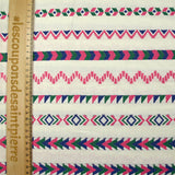 Coton tissé-teint rayé aztèque fond blanc cassé