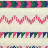 Coton tissé-teint rayé aztèque fond blanc cassé