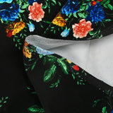 Velours de coton ras bouquet de fleurs fond noir