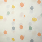 Coton imprimé à pois dessinés pastel fond blanc
