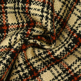 Tweed de laine tartan orange brûlé fond sable