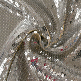Sequins argentés sur maille chair