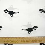 Coton imprimé dinosaure noir fond blanc
