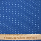 Jersey de coton imprimé pois fond bleu barbeau