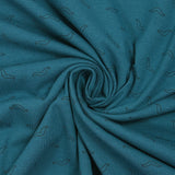 Jersey de coton imprimé moustache fond bleu pétrole