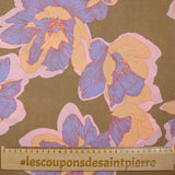 Viscose crevon printed peony elegant taupe background