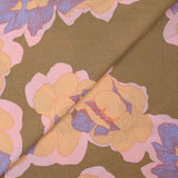 Viscose crevon printed peony elegant taupe background