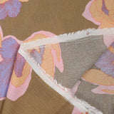 Viscose crevon printed peony elegant taupe background