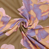 Viscose crevon printed peony elegant taupe background