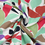 Viscose crepe printed floral palette white background