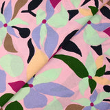 Viscose crepe printed floral palette pink background